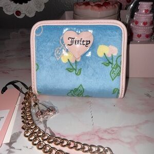 Juicy Couture Blue Gleam Retro Juicy Cherry Small ZA with Back ID Organizer